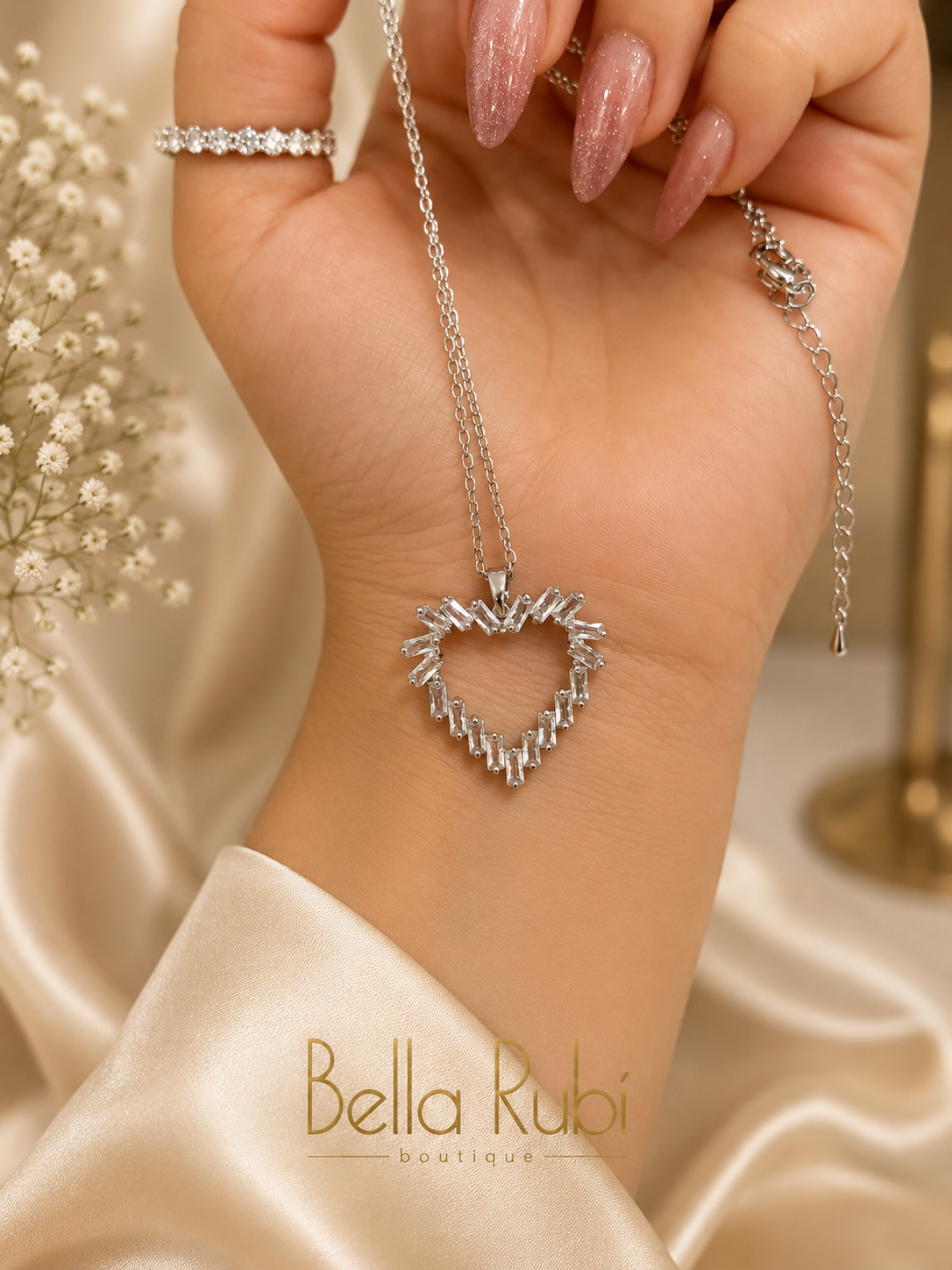 Cubic heart pendant Necklace