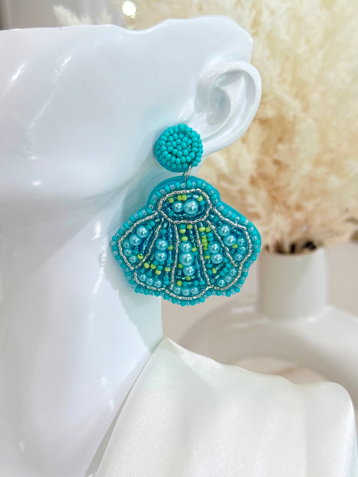 Turquoise Shell Beaded Earrings