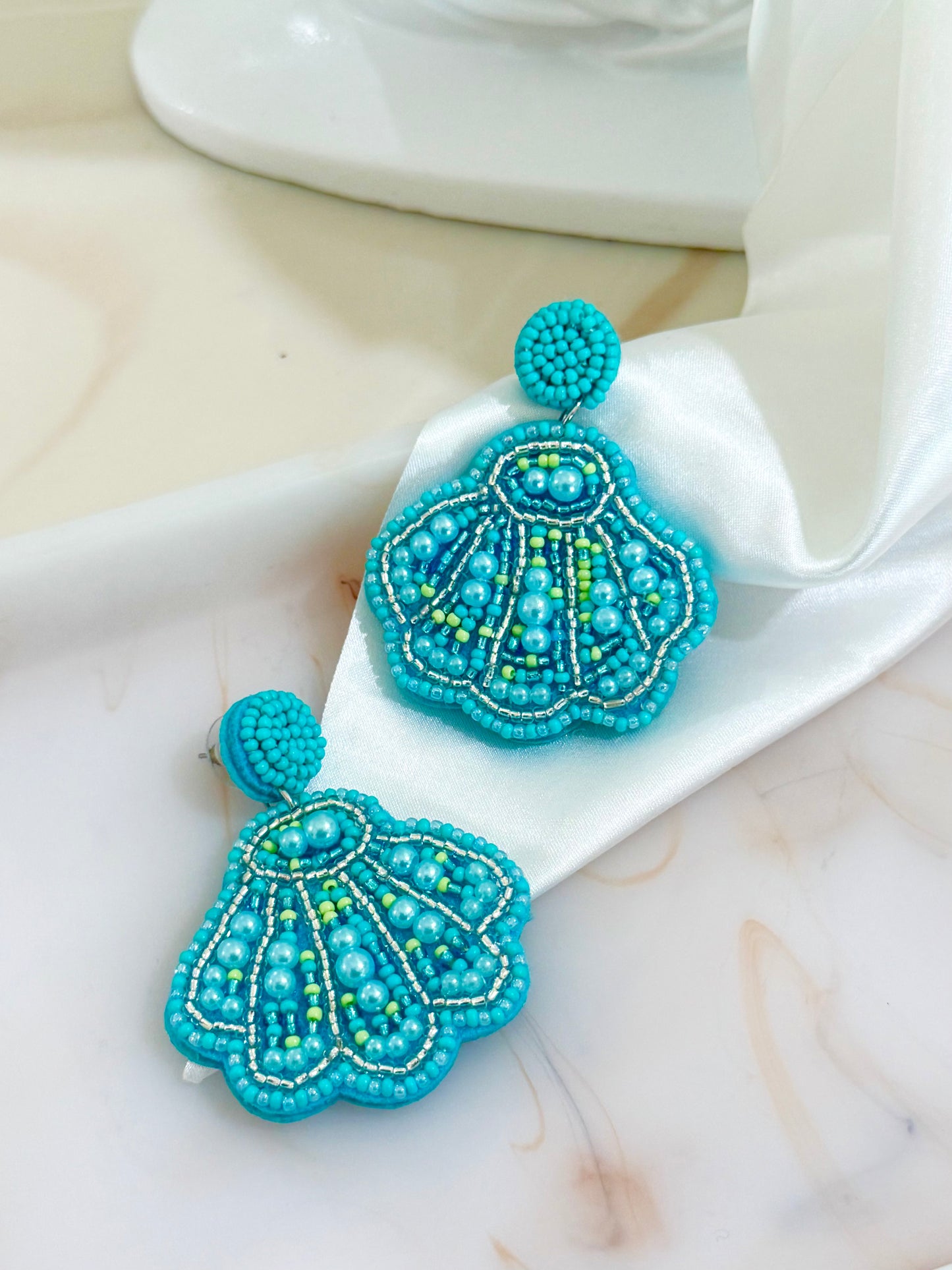 Turquoise Shell Beaded Earrings