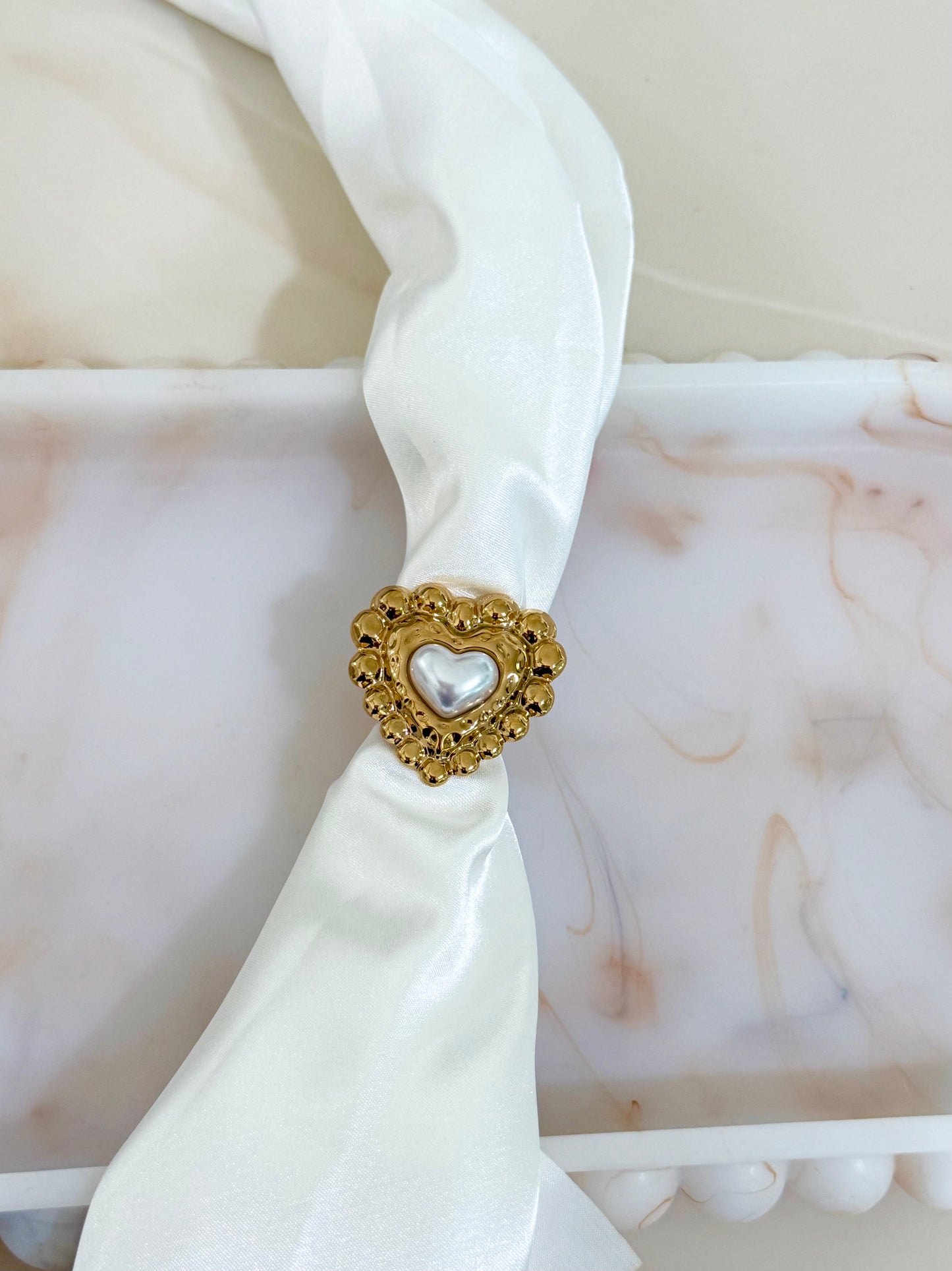 Pearl Heart Bead Ring